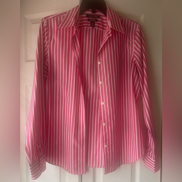 Ralph Lauren Pink and White Striped Button Down Shirt - Picture 2 of 6